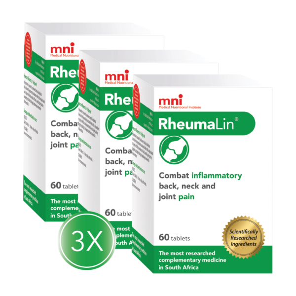 RheumaLin 60 tablets 3x value pack combats inflammatory back, neck and joint pain